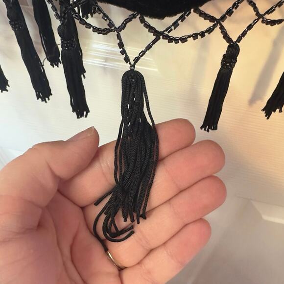 MSK Petite Velvet Burnout Beaded Kimono Jacket Size M Gypsy Floral Tassels - Picture 6 of 8